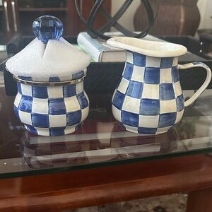 Mackenzie-Childs Royal Check Sugar and lided Creamer Set